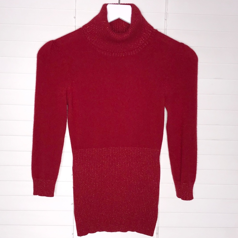 Bebe Cashmere Metallic Turtleneck Sweater